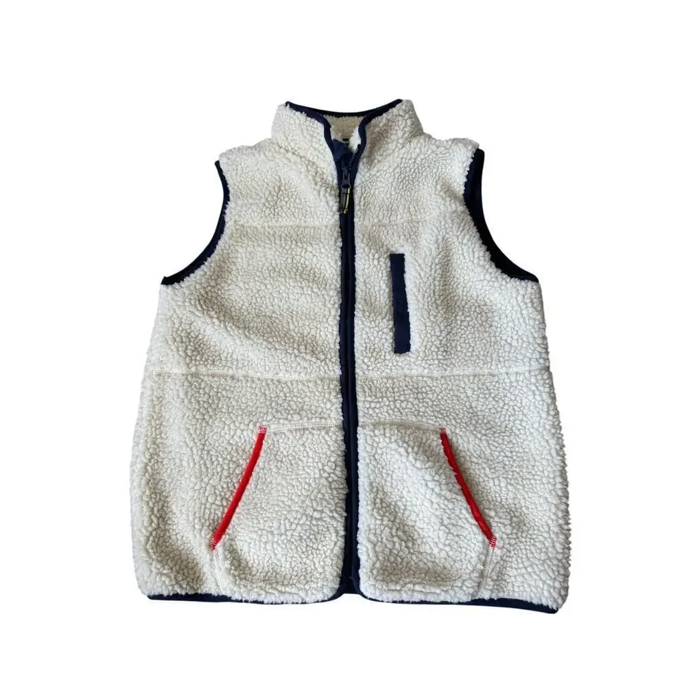 MINI  BODEN White & blue kids vest size 11/12; 152cm, White fluffy sherpa